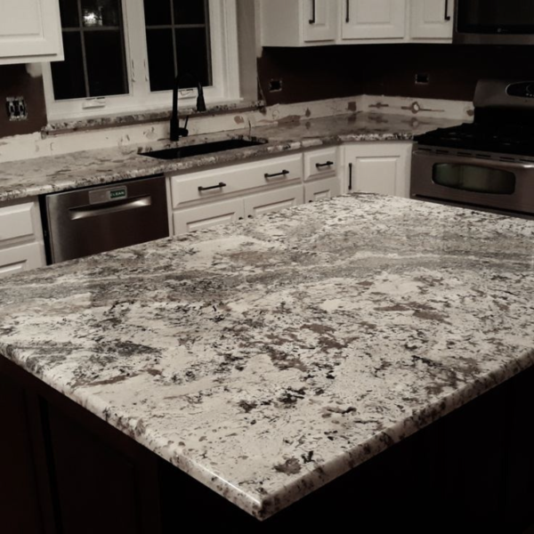 Azul Nuevo White Granite used in kitchen