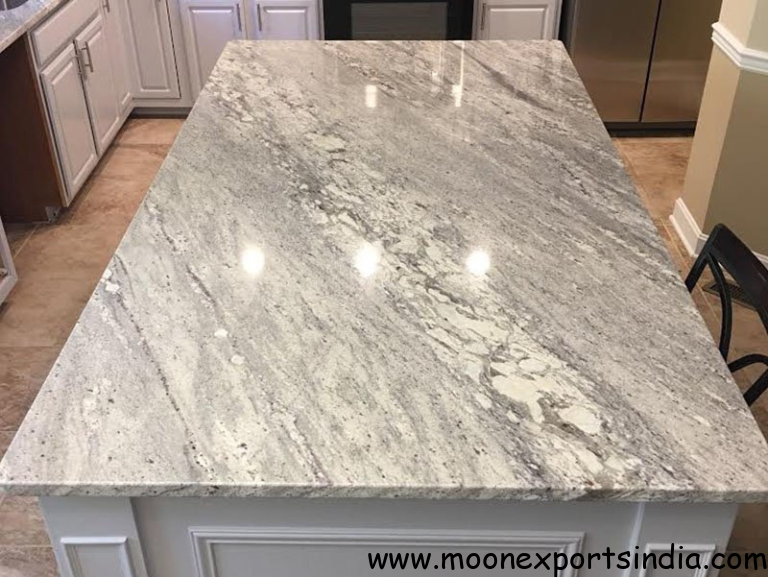 thunder white granite used in kitchen as a countertop