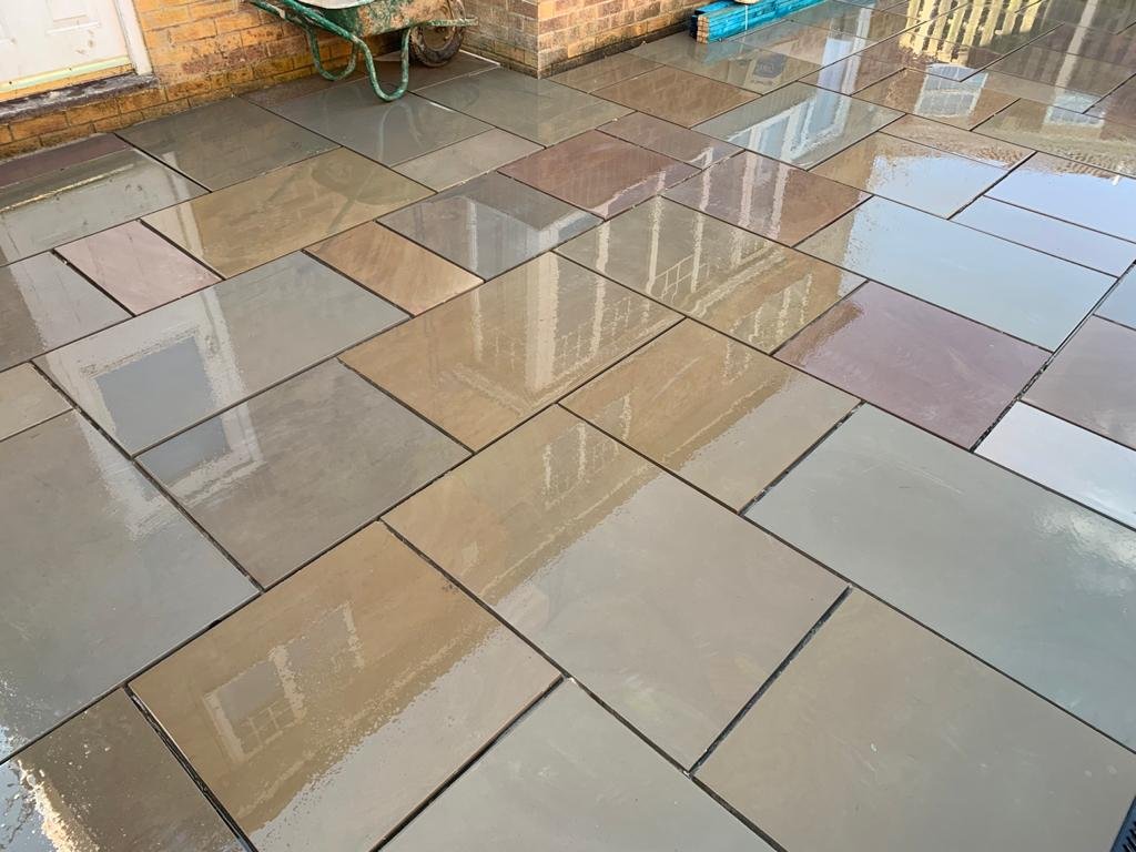 Raj Green Sandstone Honed Paving