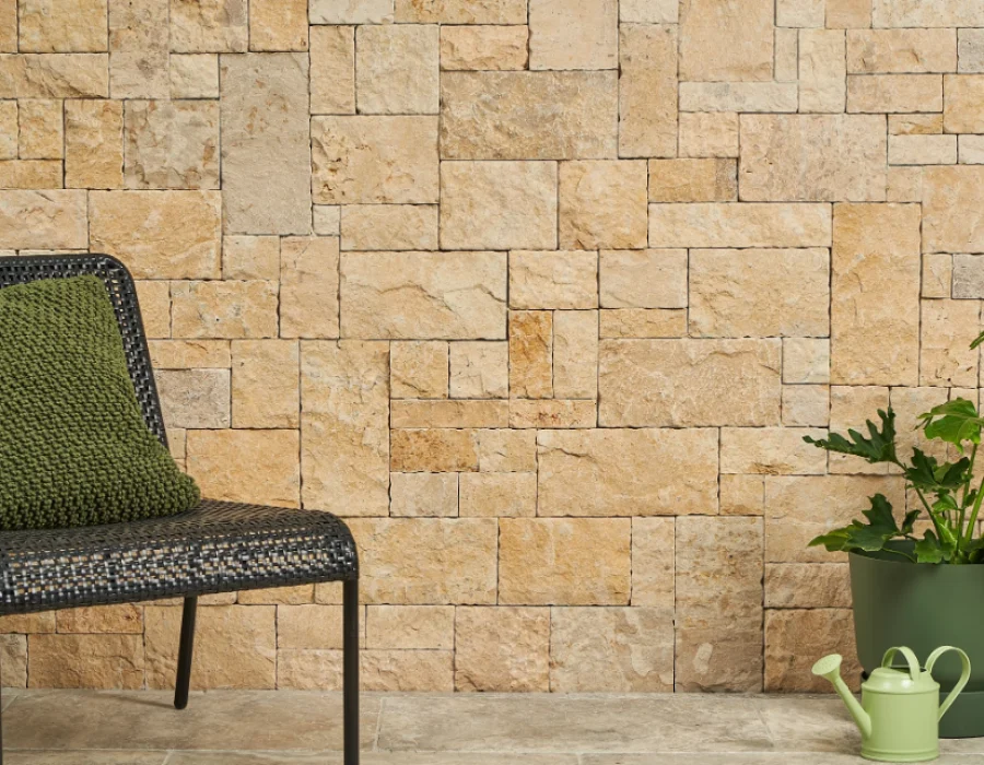 Indus Gold Limestone Rockface Wallcladding