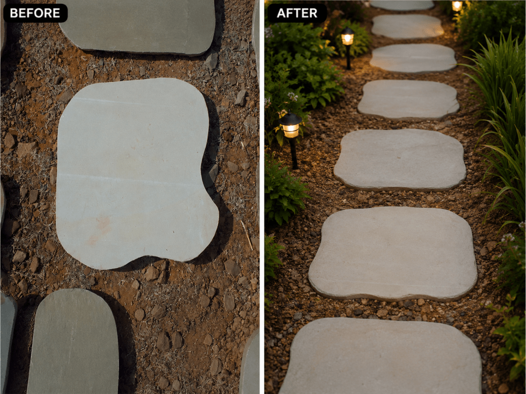 Garden transformation from bare to lush