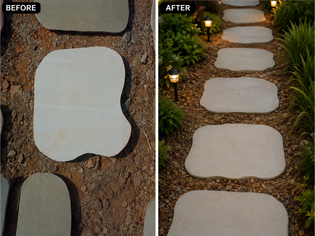 Garden transformation from bare to lush