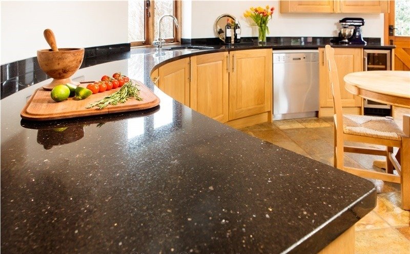 black galaxy granite kitchen countertop MOON EXPORTS INDIA